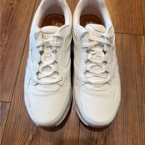 White Skechers Comfort Lace-Up Sneakers